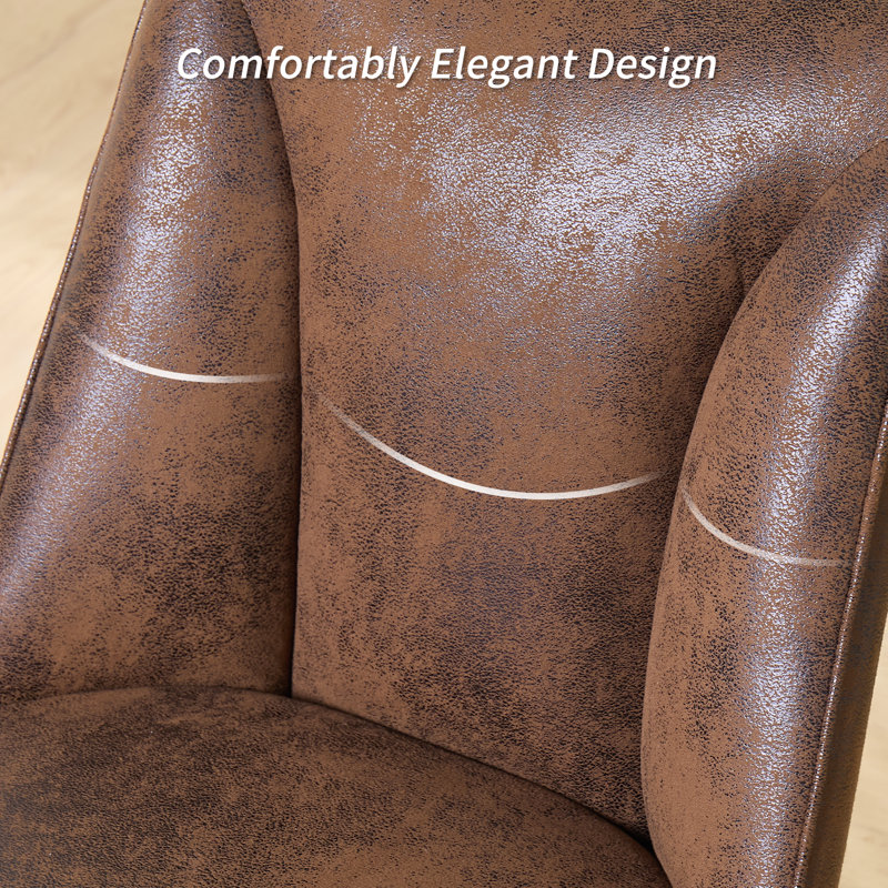 Modern Linen/Suede Upholstered Dining Chair with 8cm Thickened Cushion, Brown Suede, 2