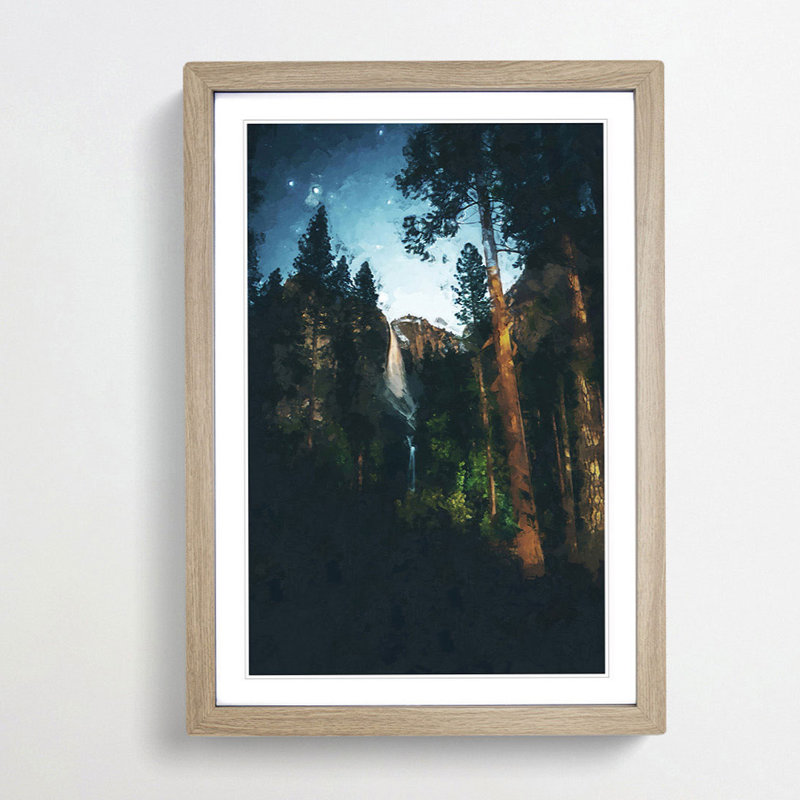 Waterfall Forest - Framed Print, Oak, 76cm H x 50cm W x 2cm D