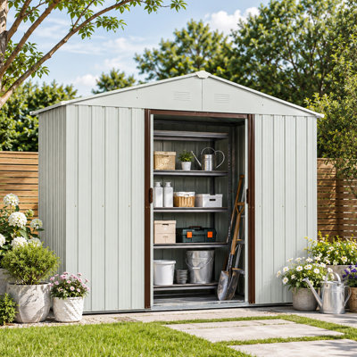Outdoor Metal Storage Shed with Foundation