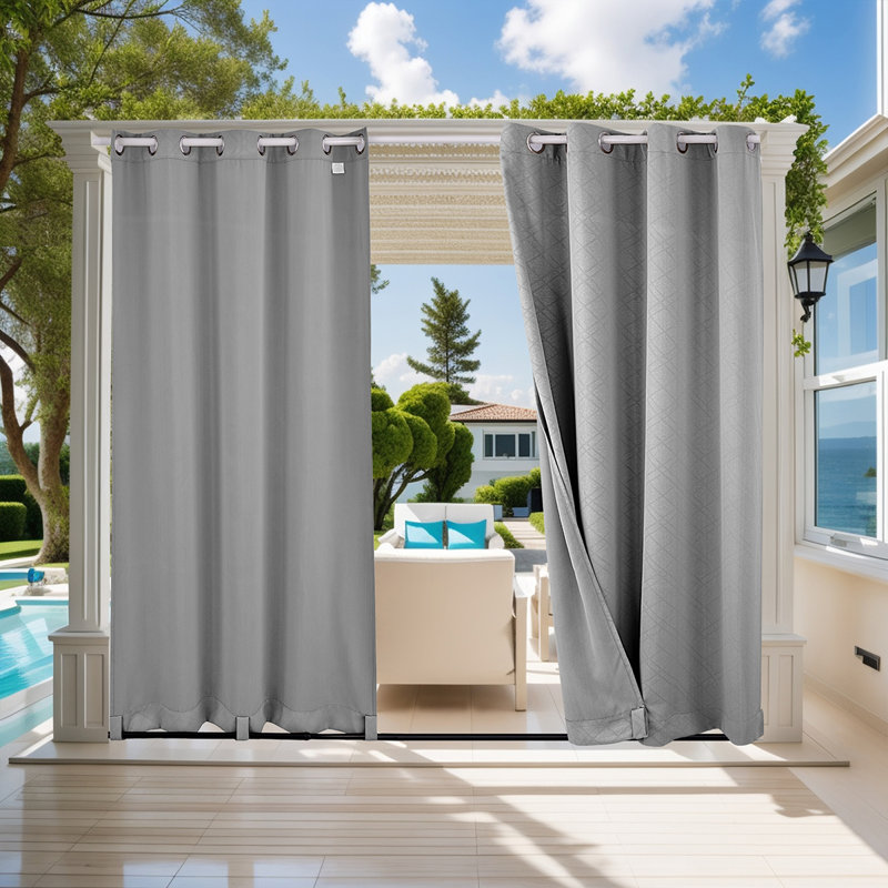 Lakyshia Waterproof Thermal Outdoor Patio Curtain, 52" W x 84" L, Gray