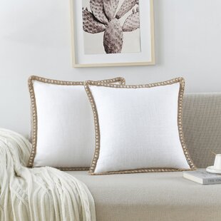 White Linen Flange Edge Pillow Cover Bright White Pillow 