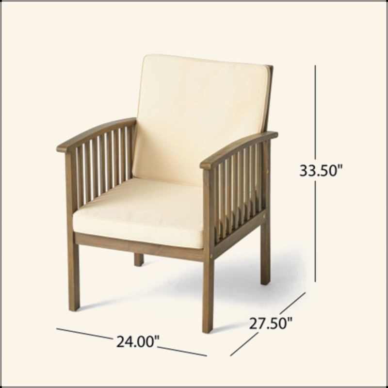 Ensemble de 4 chaises d'extérieur en bois d'acacia pour l'extérieur