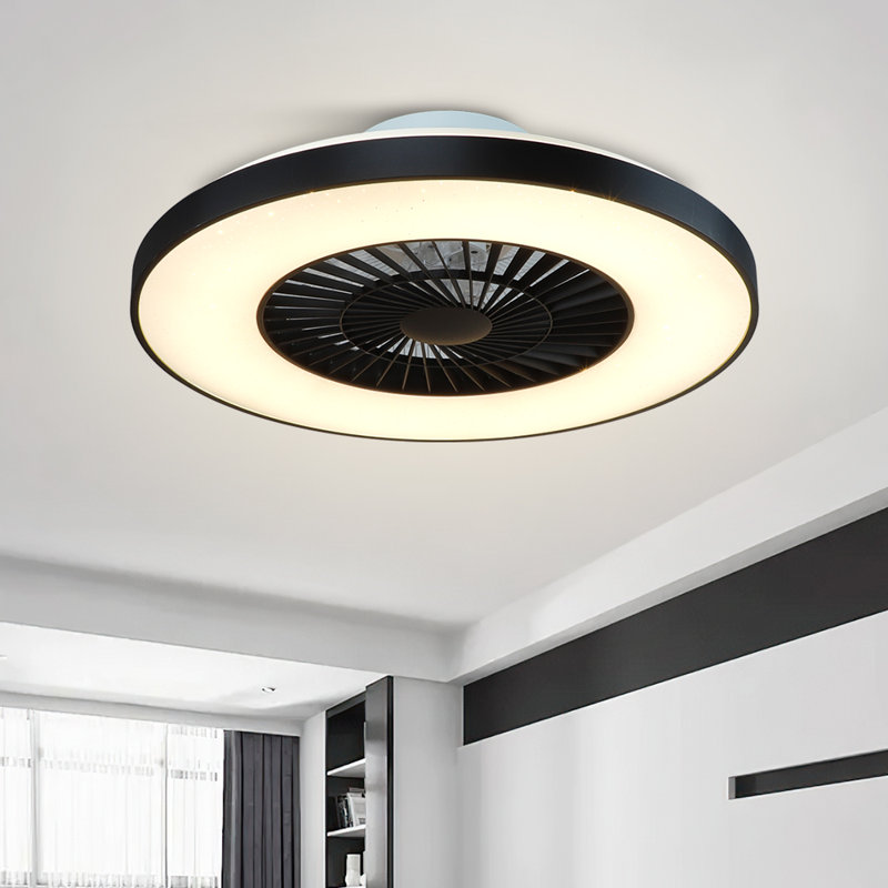 Ventilateur de plafond encastré à DEL 14 pales 14,17 po avec télécommande et ensemble d'éclairage inclus Machella