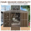 Pavillon de jardin 12 'x 24', véranda entièrement fermée avec portes coulissantes verrouillables, pavillon de jardin à toit double en acier galvanisé, solarium de patio à cadre en aluminium pour la cour arrière-129167807