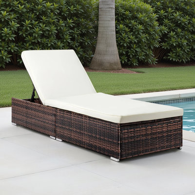 Outopee Wicker Patio Chaise Lounge with Cushion