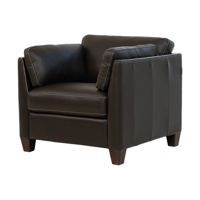 Fauteuil large de 36,4 po Ilia, Similicuir chocolat