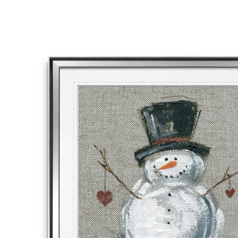 Lin bonhomme de neige II - imprimé, H 16 po x l 16 po, Impression encadrée, Argent argent
