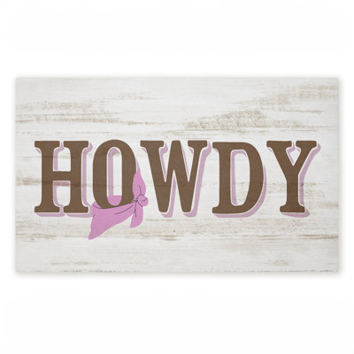 Tapis de porte Howdy avec imprimé de bandana rose, design par Kim Allen, 18 po x 30 po