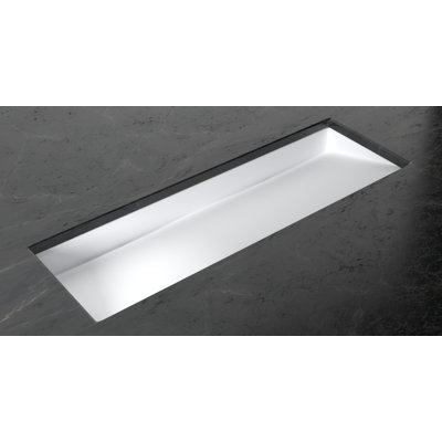 Badeloft 48.8" x 16.1" Rectangular Stone Resin Undermount Ramp Bathroom Sink UB-04-XL-MBLK in Matte Black