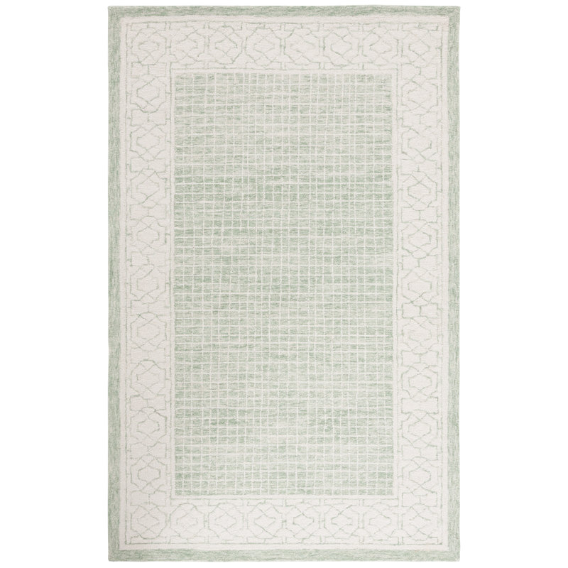 Tapis géométrique touffeté à la main en laine indien Ebony, Rectangle 4 pi x 6 pi
