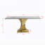 Table de salle à manger 71 po rectangulaire pour 6 personnes, table de cuisine moderne avec base en sablier en acier inoxydable, grande table de salle à manger comprenant 6 chaises en cuir-743695938-743695939-743695950