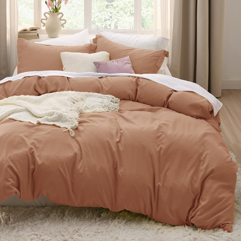 Housse de couette en microfibre Literie très grand californien - ensemble de literie très doux en coton prélavé (ensemble de 3)