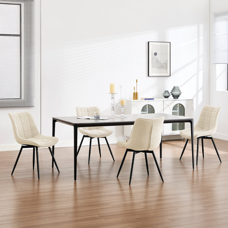 45.5cm H Velvet Upholstered Side Chair, Beige