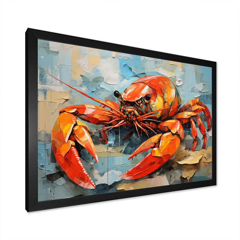 Crayfish Creek Dweller Collage - Animals Canvas Art Print, H 34 po x l 44 po x P 1,5 po, Cadre simple noir