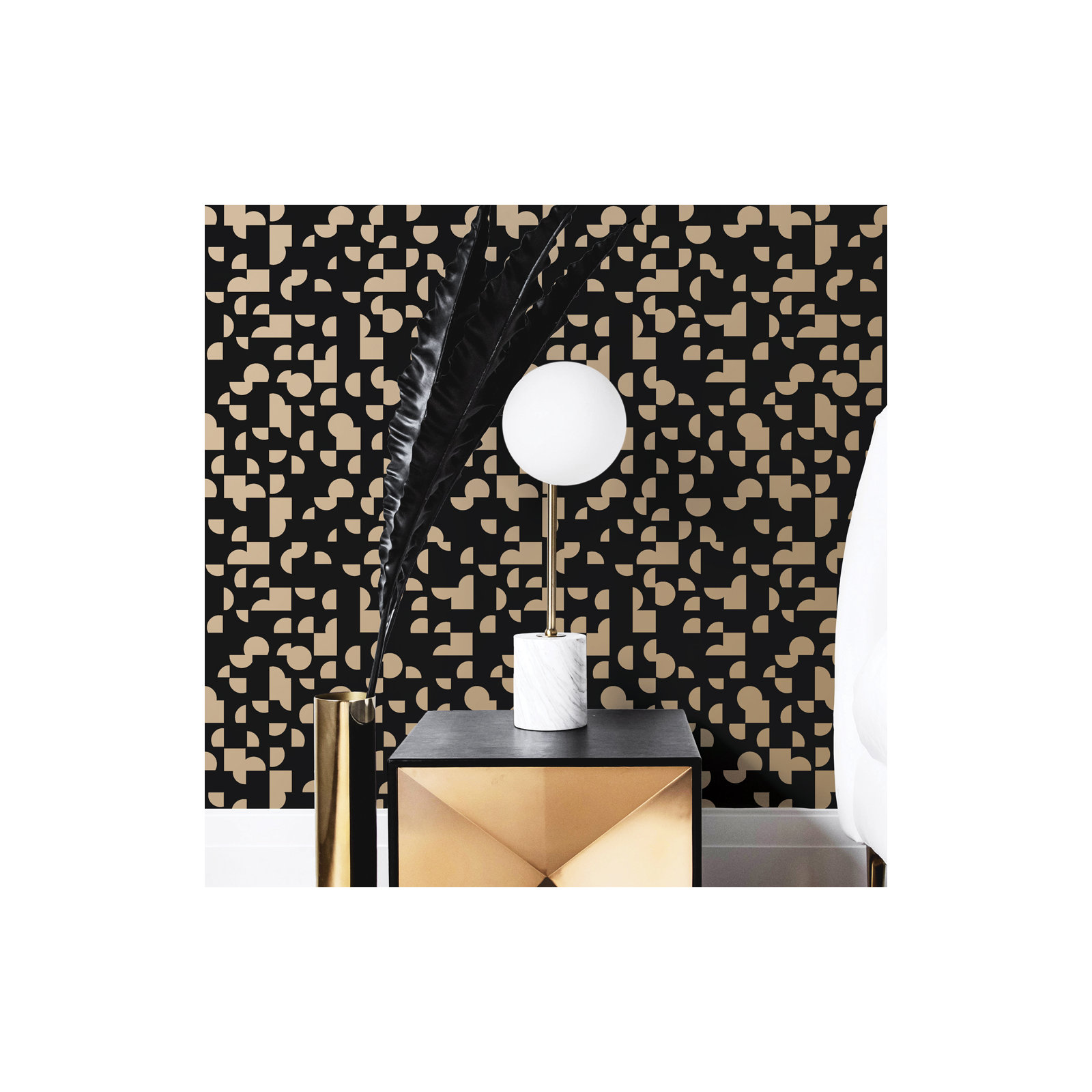 Mod Geo Peel and Stick Wallpaper, Black