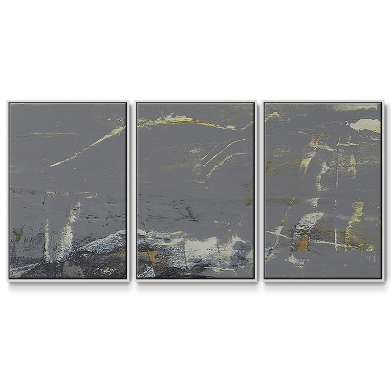 Mystique abstrait I - Toile encadrée multi-pièces, H 40 po x l 78 po x P 2 po, Blanc