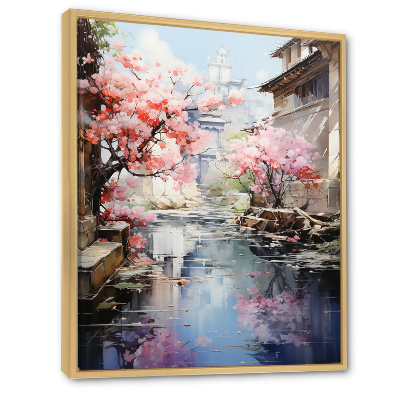 Hirendra China Art Silk Road X, reproduction d'art sur toile, Cadre naturel flottant, H 44 po x l 34 po x P 1,5 po