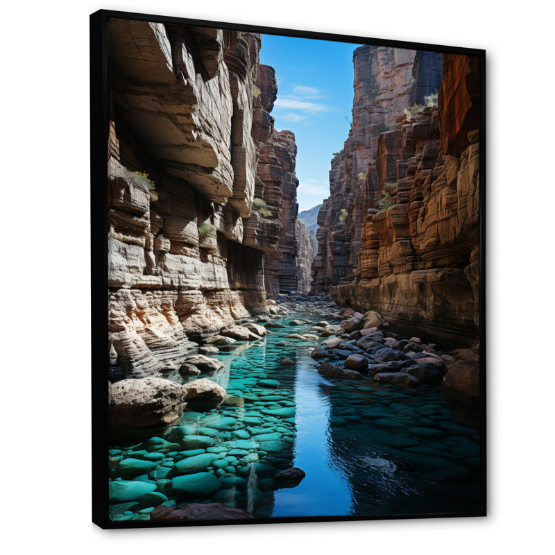 Beckel Canyon Contraste River I, reproduction d'art sur toile, Cadre flottant noir, H 40 po x l 30 po x P 1,5 po