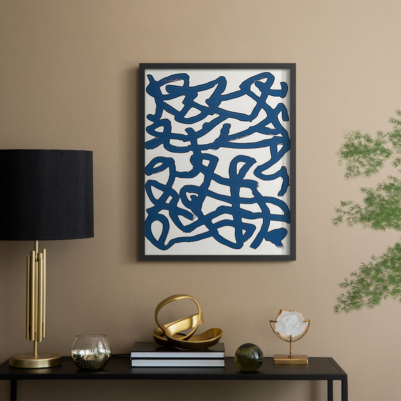 Abstrait, encadré, prêt à accrocher , H 10 po x l 8 po, Noir