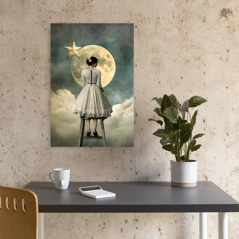 Échelle de lune, rêve, rêve, paysage éthéré romantique, art mural, H 18 po x l 12 po