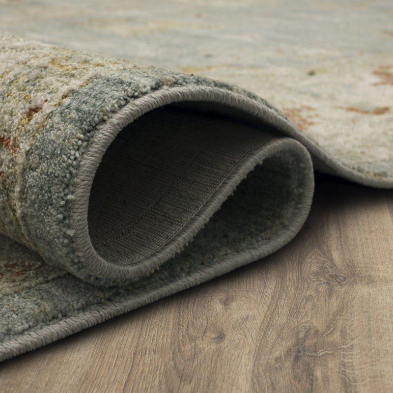 Tapis bleu / crème Amasya, Tapis de couloir 2 pi 7 po x 7 pi 3 po