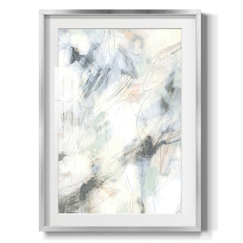 Impression sur cadre océanique II, Papier avec cadre argenté, Blanc