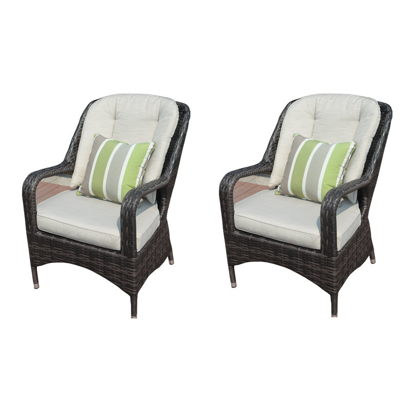 Chaise de patio avec coussins Moira, Brun/beige