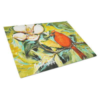Cardinal with Magnolia Glass Cutting Board