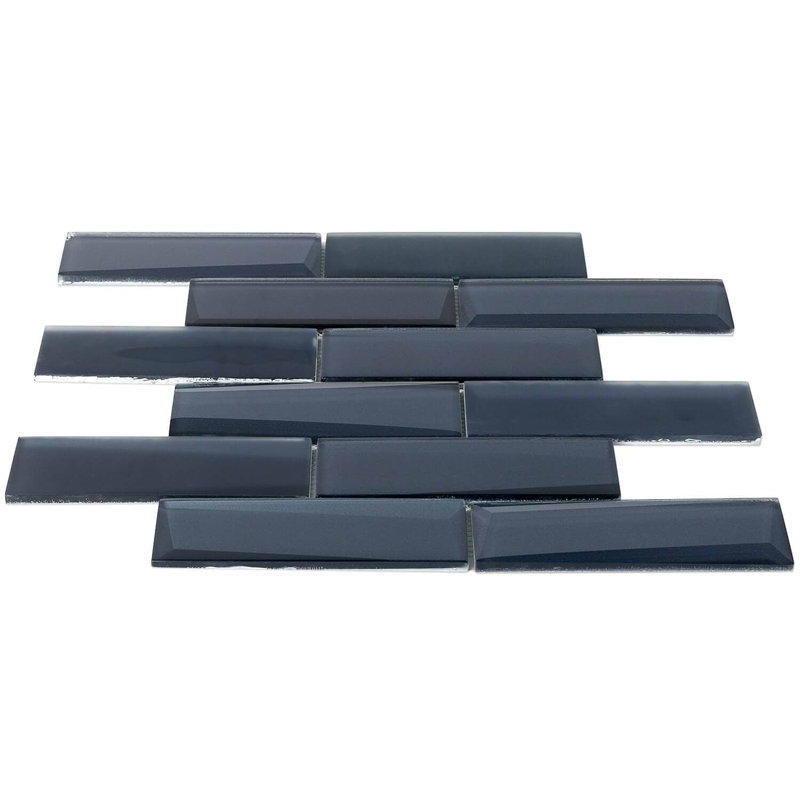 Remington 3D Bricks Bronze Glass Mosaic Tile, Midnight Blue