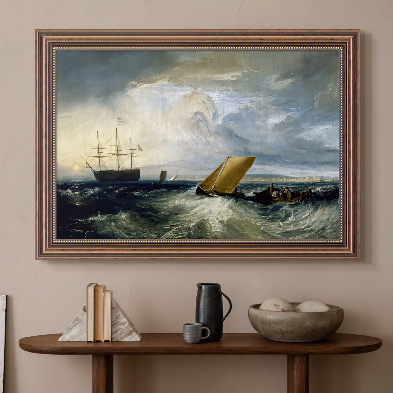Sheerness vue de Nore, 1808-J.M.W. Turner - Toile encadrée sur mesure, 16 po x 22 po, Toile avec cadre, Acajou classique