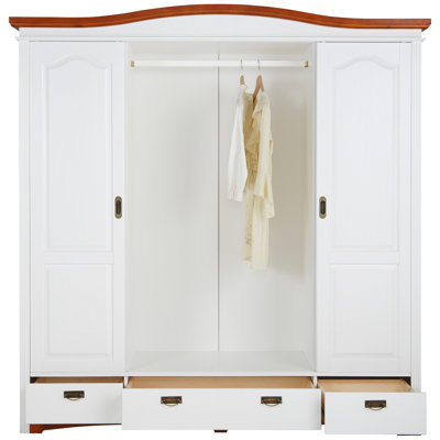 Doerun 4 Door Solid Wood Wardrobe