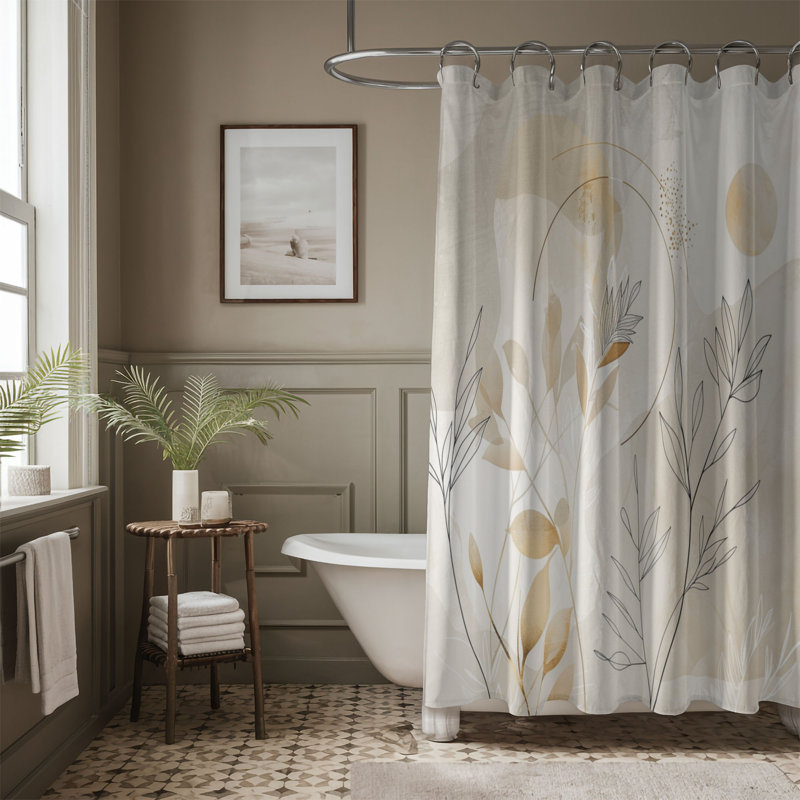 Gold Leaf Designs - Rideau de douche standard 1 pièce, H 74 po x l 71 po