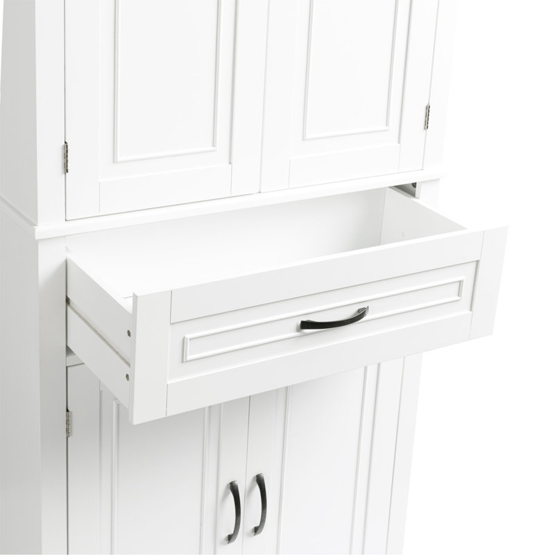 Versatile Bathroom Storage Cabinet With Multiple Compartments And Adjustable Shelf, White