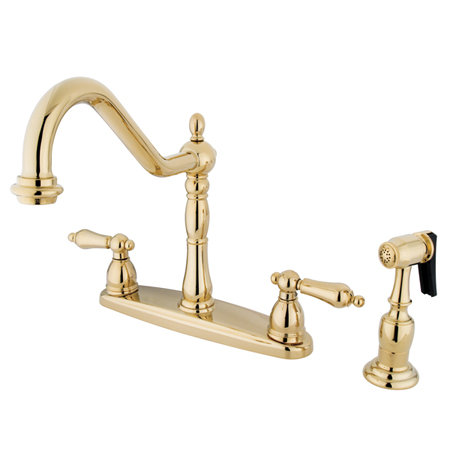Heritage Double Handle Kitchen Faucet, Polished Brass