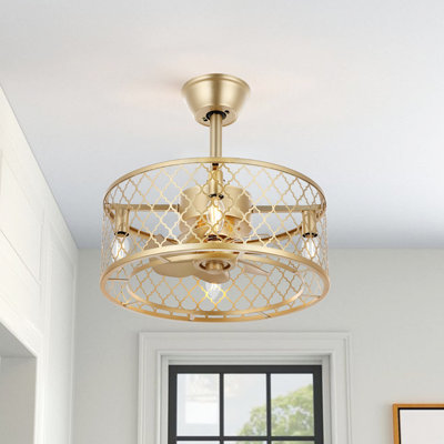 Santiago 18" 7-Blade Caged Ceiling Fan with Light Kit and Remote Control