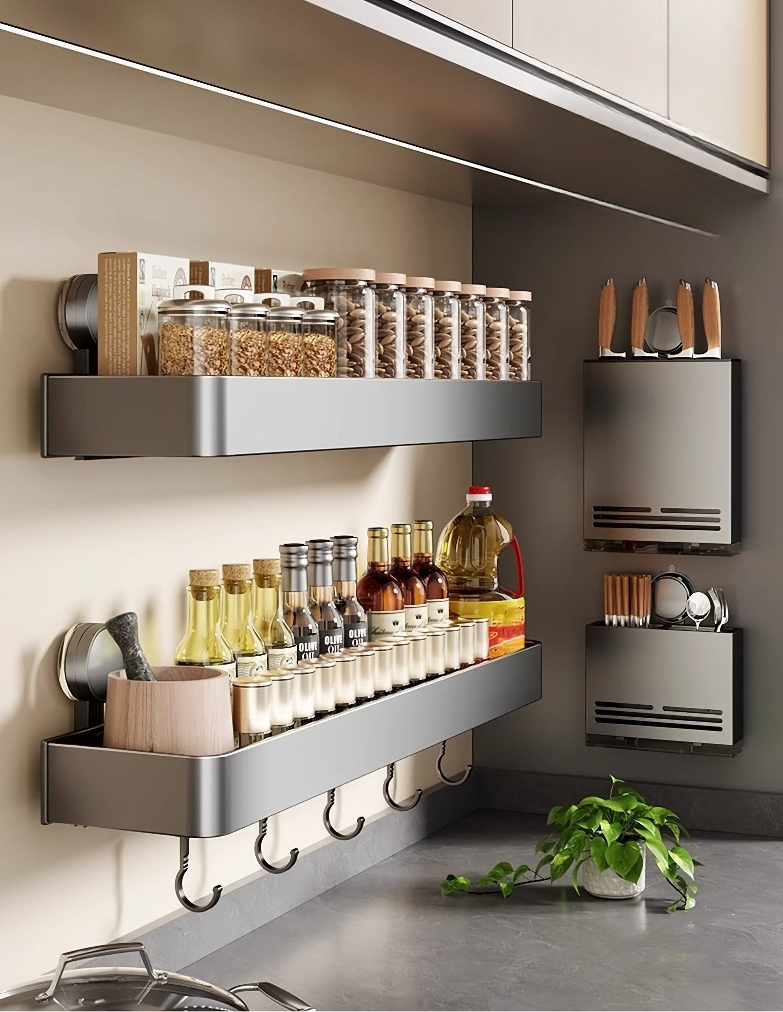 Mint Pantry Suction Cup Kitchen Storage Shelf No Drilling Required