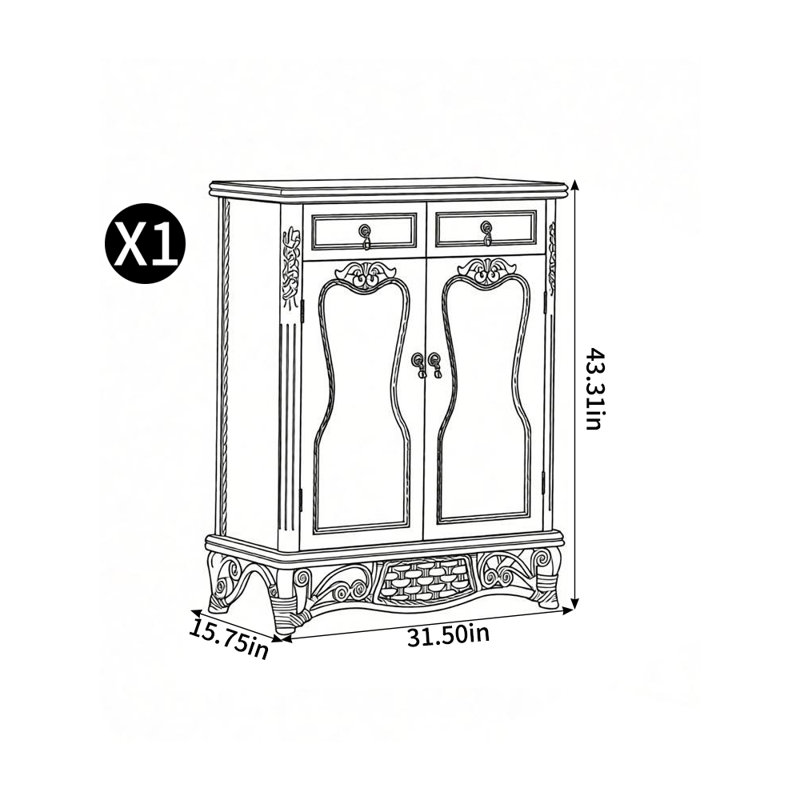 Rangement à chaussures de style européen, H 43,31 po x l 31,5 po x P 15,75 po