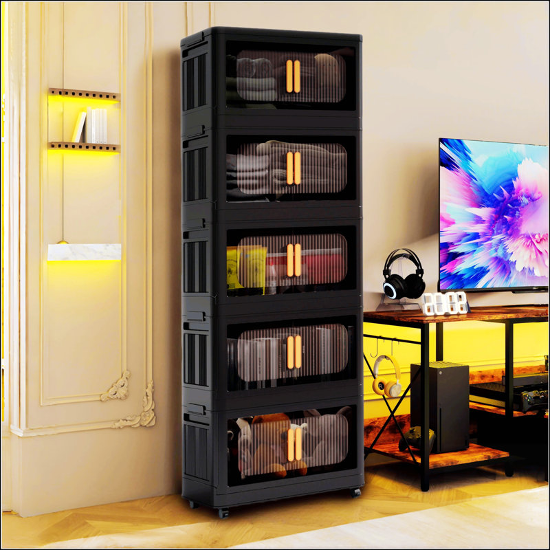 24" Side Wide Folding Storage Cabinet, 59.84" H x 23.62" W x 13.78" D, 5