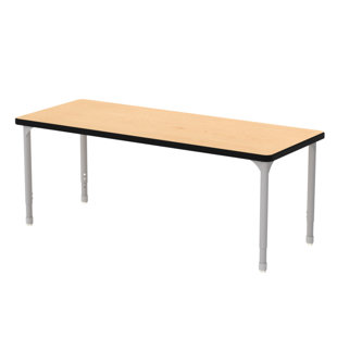 WB Mfg EON Rectangular School Classroom Short Table, 24"x60" Maple HPL Top with Black Edge, Silver 1.5" Legs Adjust in Height (21.25"-34.25") Nylon Glides