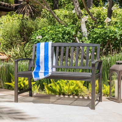 Wood Bench In Dark Gray Finish, 48.25"w X 35.75"h, Rustic Backyard Seat 44.49" Width, Modern Design by Red Barrel Studio