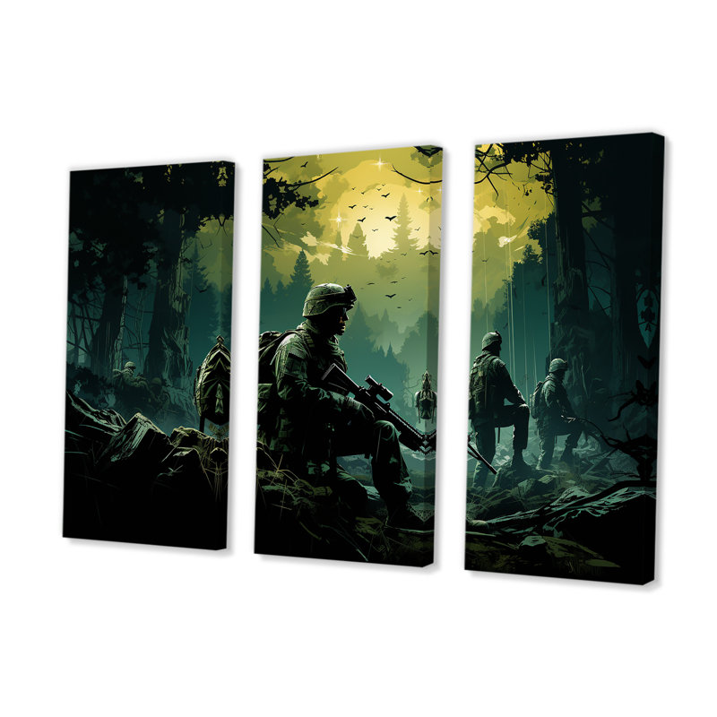 «Military Soldier Camouflage Chronicles», ensemble d'art mural sur toile militaire, H 32 po x l 48 po