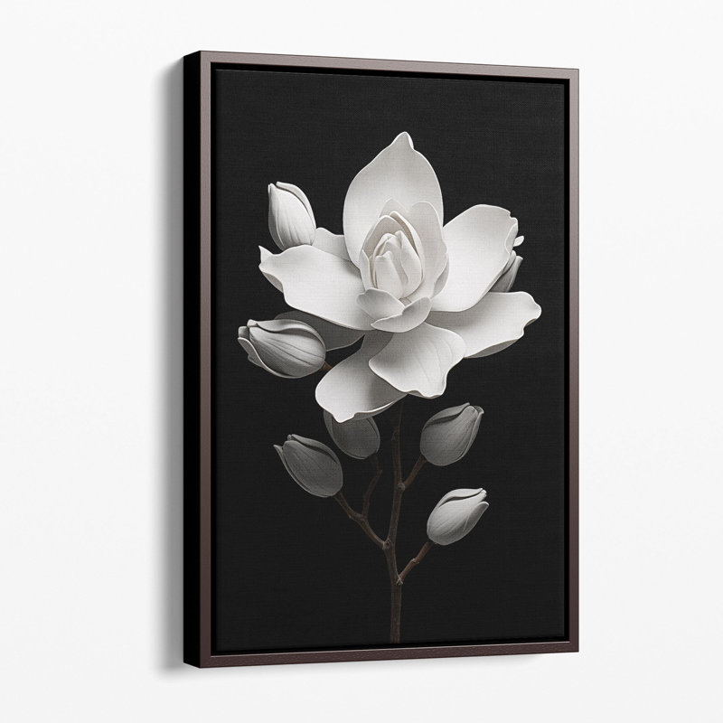 " Magnolia Serenity In Monochrome ", Unframed Paper, 12" H x 8" W x 0.02" D