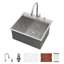 L 25 po x l 22 po x H 12 po, station de travail de buanderie encastrée, grand évier de cuisine à cuve simple en acier inoxydable avec capacité.