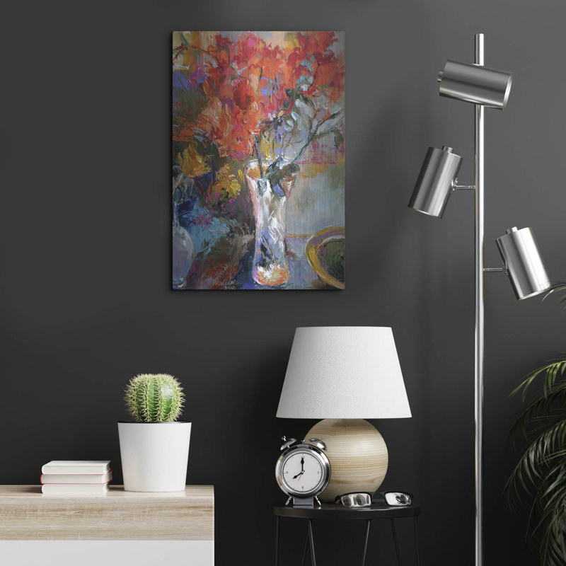 "Fleurs dans un vase" par Richard Wallich, H 24 po x l 16 po