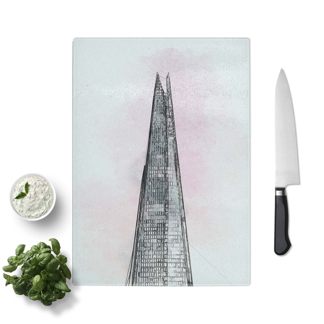 Tempered Glass The Shard Building in London in Abstract Chopping Board