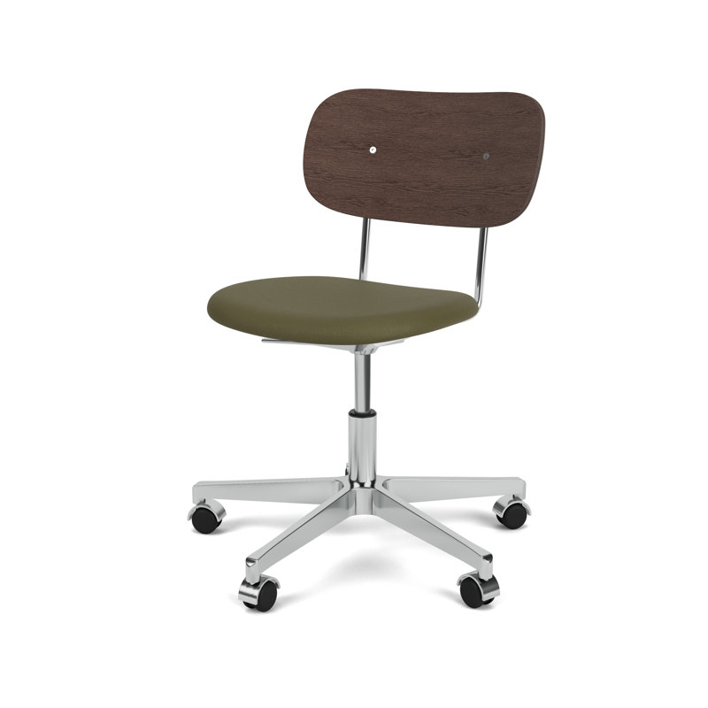 Co Swivel Task Chair, Dark Stained Oak/Silver, Army