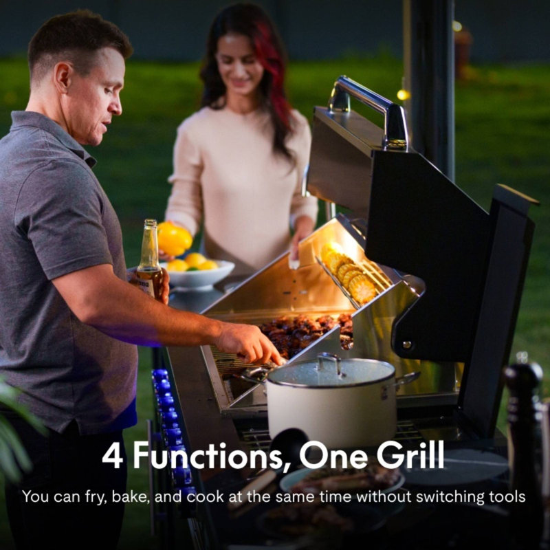 Akoah Outdoor 8-Burner 98,600 BTU Modular Gas Grill, Barbecue Island with Wheels