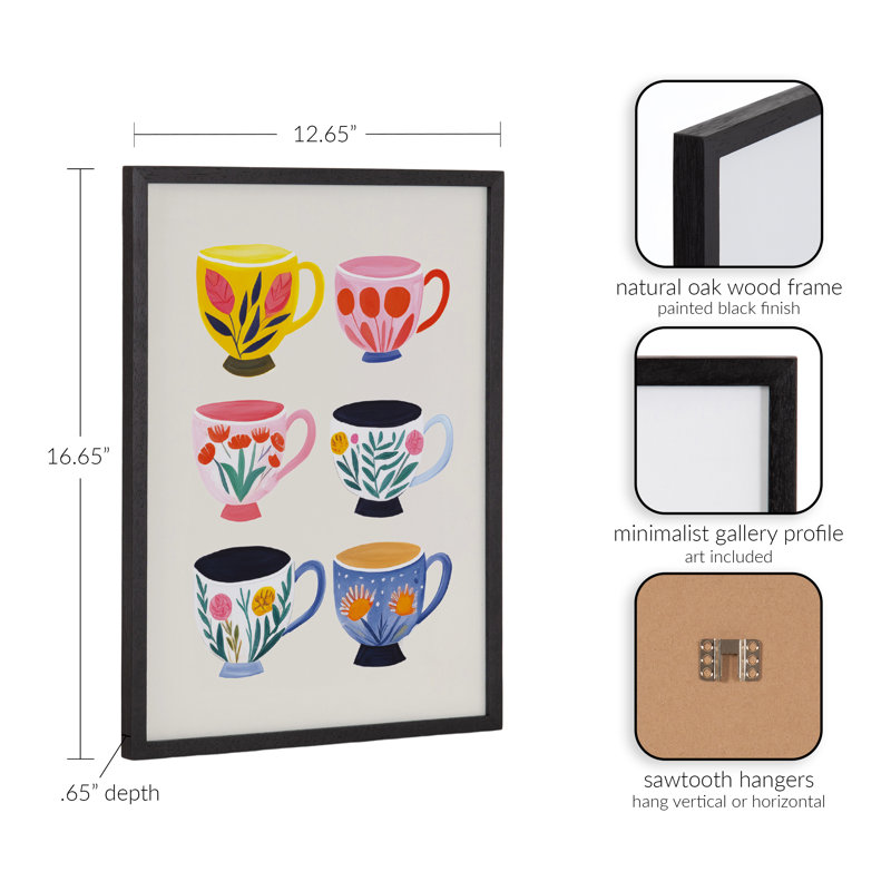 Drumheller Cute Coffee Mug Wall Art, Black Framed, 12.65" H x 16.65" W