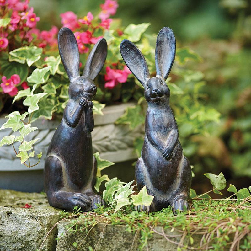 2 Piece Hawkinsville Rabbit Figurine Set