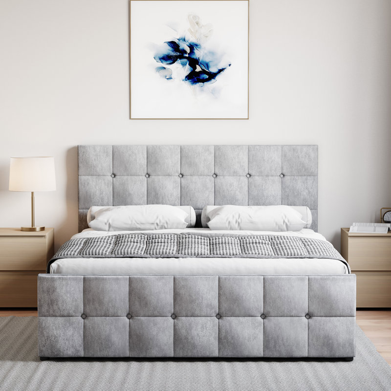 Connell Upholstered Ottoman Bed, UKFR Certified, Kingsize (5'), Crushed Velvet Silver